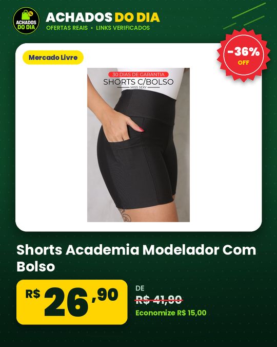 Shorts Academia Modelador Com Bolso