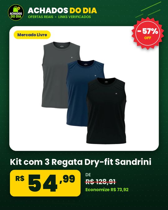 Kit com 3 Regata Dry-fit Sandrini