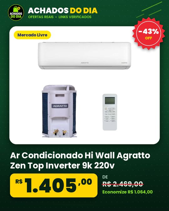 Ar Condicionado Hi Wall Agratto Zen Top Inverter 9k 220v