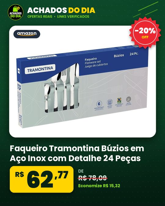 Faqueiro Tramontina Búzios em Aço Inox com Detalhe 24 Peças
