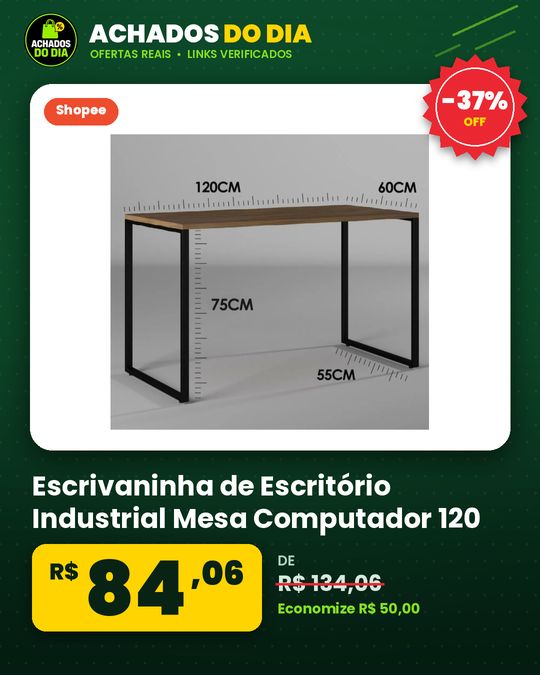 Escrivaninha de Escritório Industrial Mesa Computador 120 - Modelos disponeis