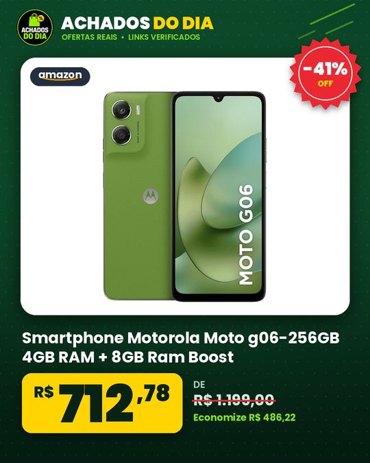 Smartphone Motorola Moto g06-256GB 4GB RAM + 8GB Ram Boost e Camera 50MP com AI Bateria de 5200 mAh Tela 6.9"