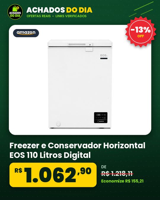 Freezer e Conservador Horizontal EOS 110 Litros Digital Tripla Ação Max Inverter Branco EFH101IDX Bivolt