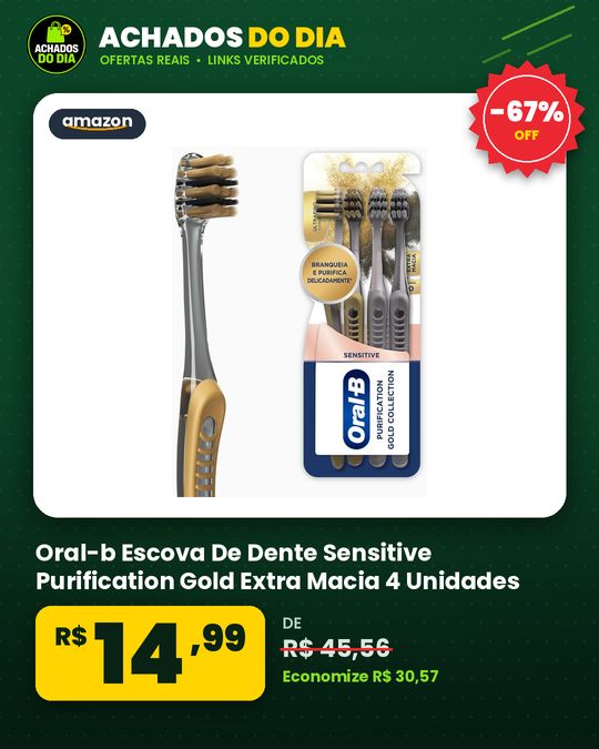 Oral-b Escova De Dente Sensitive Purification Gold Extra Macia 4 Unidades