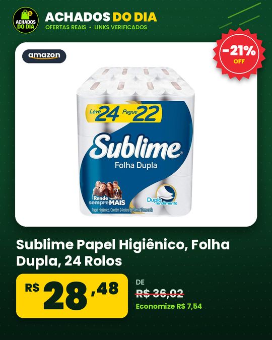 Sublime - Papel Higiênico, Folha Dupla, 24 Rolos