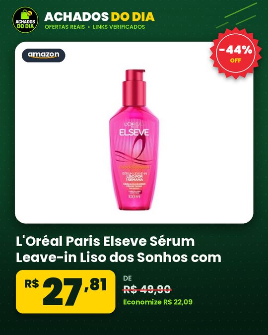 L'Oréal Paris Elseve Sérum Leave-in Liso dos Sonhos com Tecnologia Ativada por Calor, Antifrizz