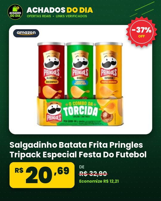 Salgadinho Batata Frita Pringles Tripack Especial Festa Do Futebol
