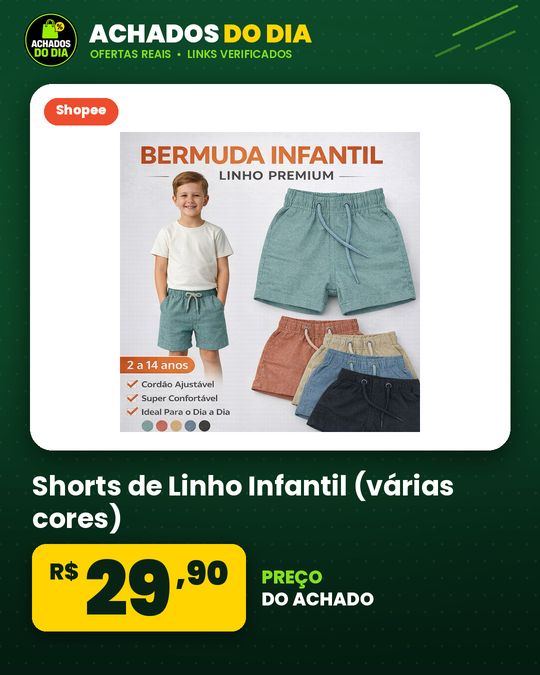 Shorts de Linho Infantil (várias cores)