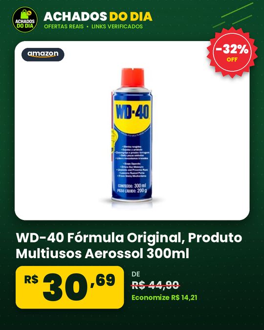 WD-40 Fórmula Original, Produto Multiusos Aerossol 300ml, 200g, Desengripa