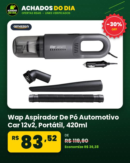 Wap Aspirador De Pó Automotivo Car 12v2, Portátil, 420ml, Com Recipiente Removível E Filtro Lavável