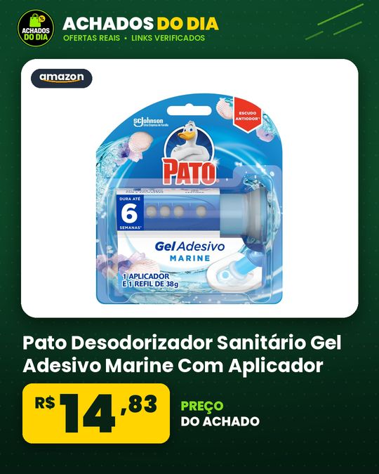 Pato Desodorizador Sanitário Gel Adesivo Marine Com Aplicador, 6 Discos
