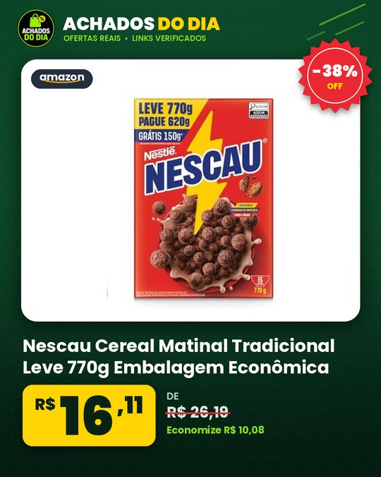 Nescau Cereal Matinal Tradicional Leve 770g Embalagem Econômica