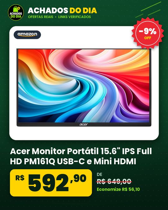 Acer Monitor Portátil 15.6" IPS Full HD PM161Q USB-C e Mini HDMI