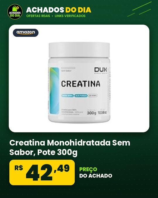 Creatina Monohidratada Sem Sabor, Pote 300g, Suplementação Treino Academia, Ganho Muscular Hipertrofia