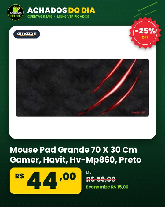 Mouse Pad Grande 70 X 30 Cm Gamer, Havit, Hv-Mp860, Preto
