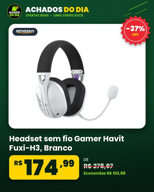 Headset sem fio Gamer Havit Fuxi-H3 - Branco