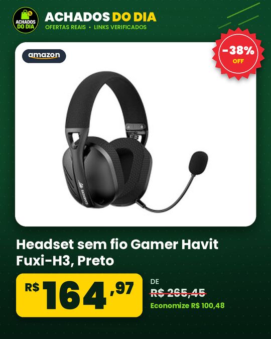 Headset sem fio Gamer Havit Fuxi-H3 - Preto