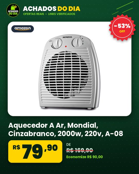 Aquecedor A Ar, Mondial, Cinzabranco, 2000w, 220v - A-08