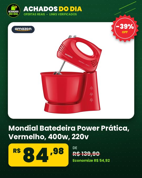 Mondial Batedeira Power Prática, Vermelho, 400w, 220v - B-44-r