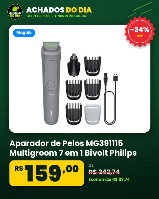 Aparador de Pelos MG391115 Multigroom 7 em 1 Bivolt Philips