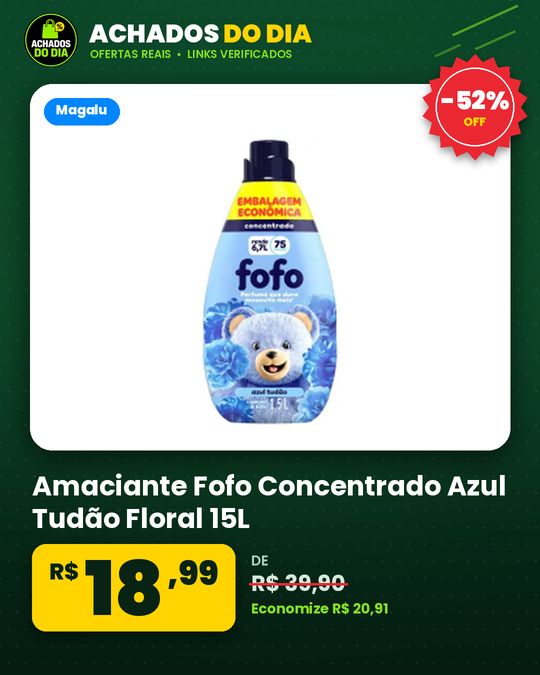 Amaciante Fofo Concentrado Azul Tudão Floral 15L
