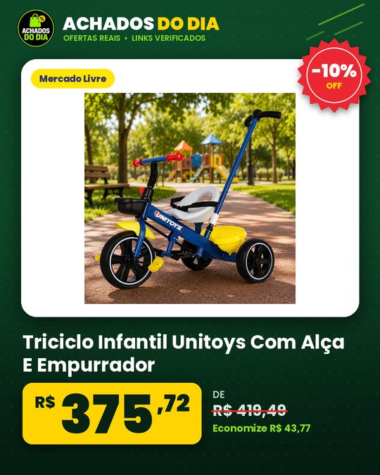 Triciclo Infantil Unitoys Com Alça E Empurrador