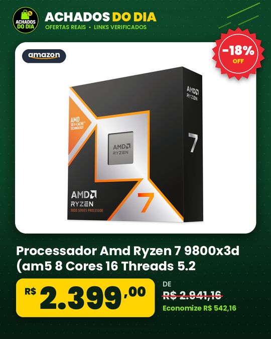 Processador Amd Ryzen 7 9800x3d (am5 8 Cores 16 Threads 5.2 Ghz 104mb Cacheradeon Graphicssem Cooler)