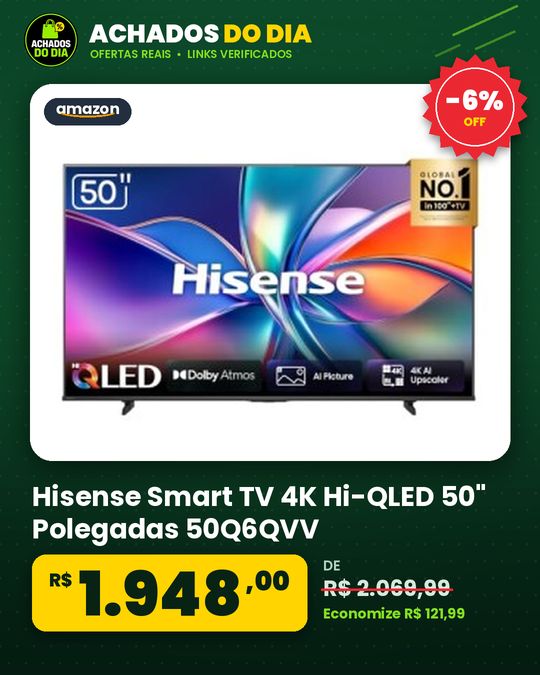 Hisense Smart TV 4K Hi-QLED 50" Polegadas 50Q6QVV