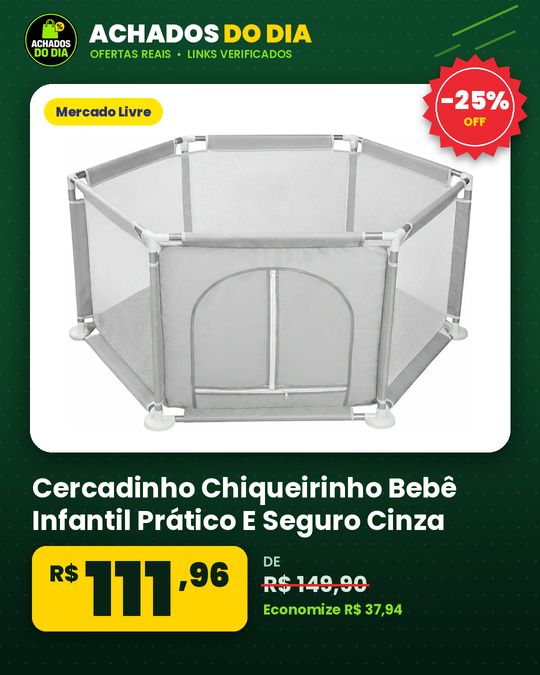 Cercadinho Chiqueirinho Bebê Infantil Prático E Seguro Cinza