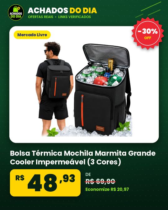 Bolsa Térmica Mochila Marmita Grande Cooler Impermeável (3 Cores)