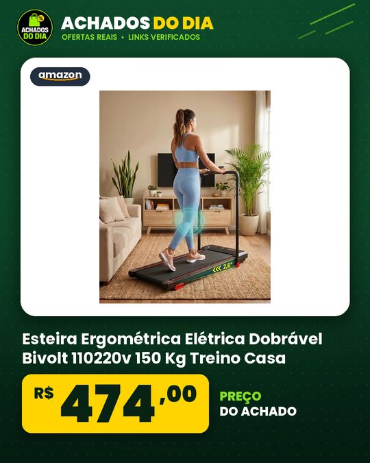Esteira Ergométrica Elétrica Dobrável Bivolt 110220v 150 Kg Treino Casa