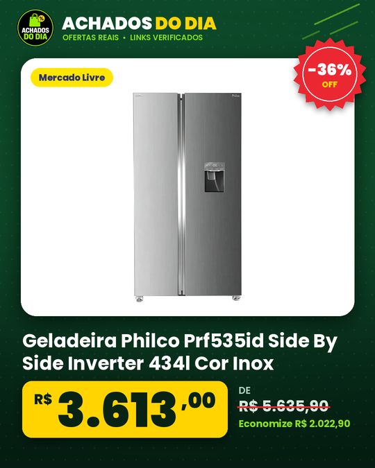 Geladeira Philco Prf535id Side By Side Inverter 434l Cor Inox