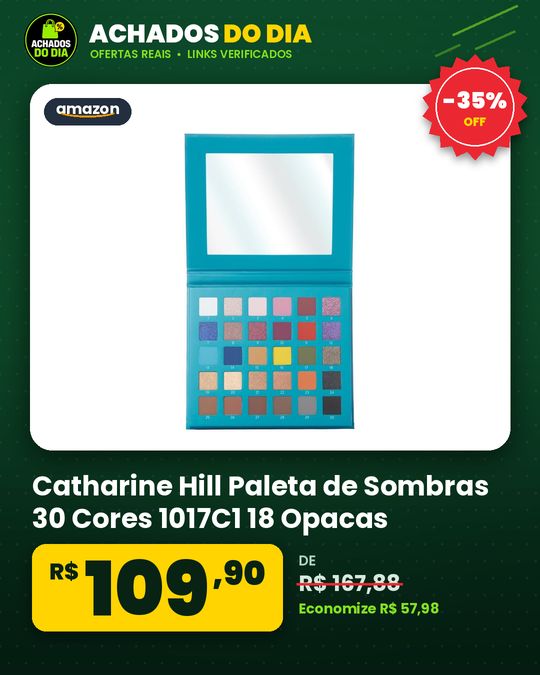 Catharine Hill Paleta de Sombras 30 Cores 1017C1 18 Opacas 7 Cintilantes 5 Duochromes Alta Fixação Pigmentação Inte