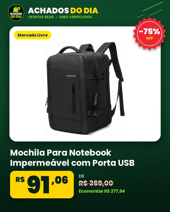 Mochila Para Notebook Impermeável com Porta USB