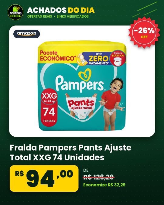 Fralda Pampers Pants Ajuste Total XXG 74 Unidades