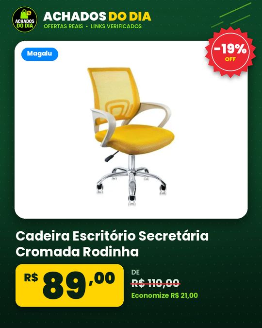 Cadeira Escritório Secretária Cromada Rodinha