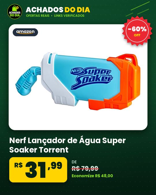 Nerf Lançador de Água Super Soaker Torrent - Jatos Poderosos Capacidade de 236 ml - A partir de 6 Anos