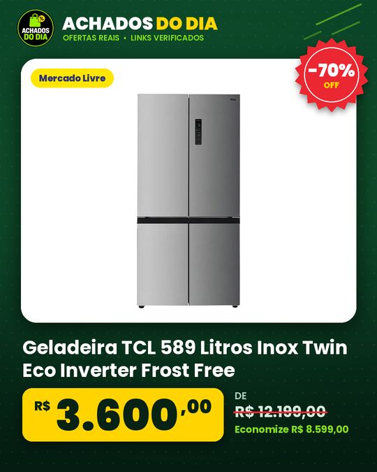 Geladeira TCL 589 Litros Inox Twin Eco Inverter Frost Free Multidoor Espaço Flex C589cdn1 110V
