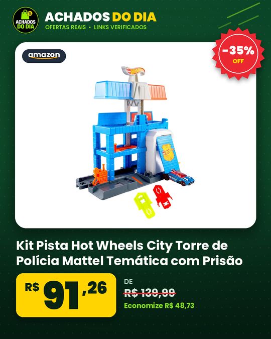 Kit Pista Hot Wheels City Torre de Polícia Mattel Temática com Prisão