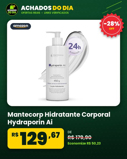 Mantecorp Hidratante Corporal Hydraporin Ai, Hidratação Intensa Para Peles Secas E Sensíveis, Hidrata 24h