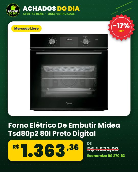 Forno Elétrico De Embutir Midea Tsd80p2 80l Preto Digital