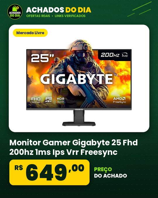 Monitor Gamer Gigabyte 25 Fhd 200hz 1ms Ips Vrr Freesync