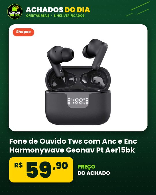 Fone de Ouvido Tws com Anc e Enc Harmonywave Geonav Pt Aer15bk