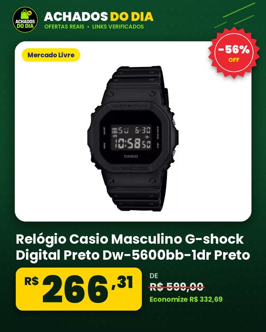 Relógio Casio Masculino G-shock Digital Preto Dw-5600bb-1dr Preto