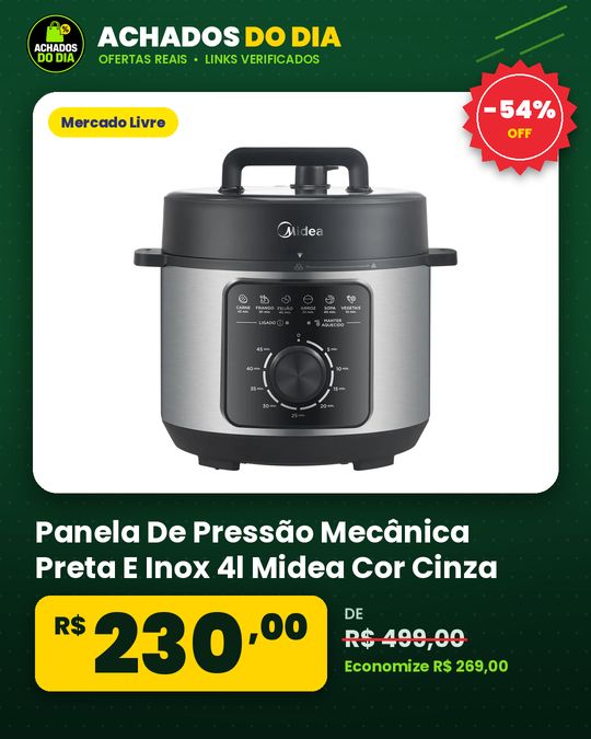 Panela De Pressão Mecânica Preta E Inox 4l Midea Cor Cinza