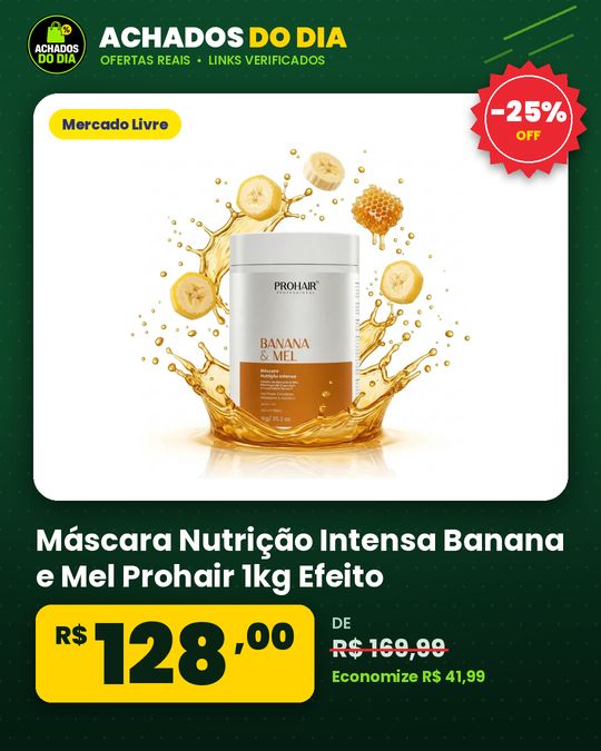 Máscara Nutrição Intensa Banana e Mel Prohair 1kg Efeito Teia Cabelos Macios Brilhosos Hidratação Profunda