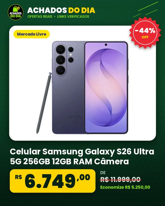 Celular Samsung Galaxy S26 Ultra 5G 256GB 12GB RAM Câmera Quádrupla Tela Grande de 6.9" Violeta