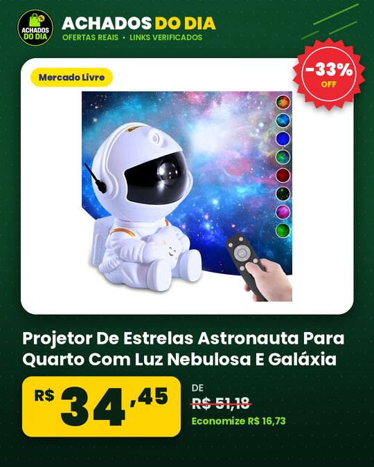 Projetor De Estrelas Astronauta Para Quarto Com Luz Nebulosa E Galáxia