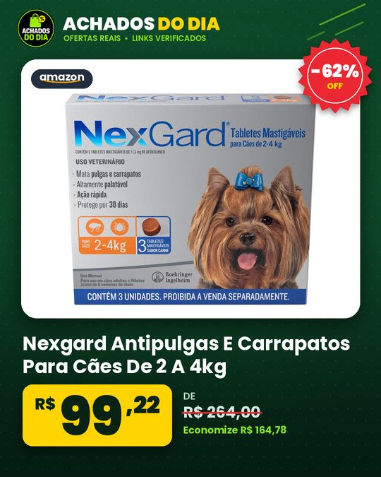 Nexgard Antipulgas E Carrapatos Para Cães De 2 A 4kg - 3 Tabletes
