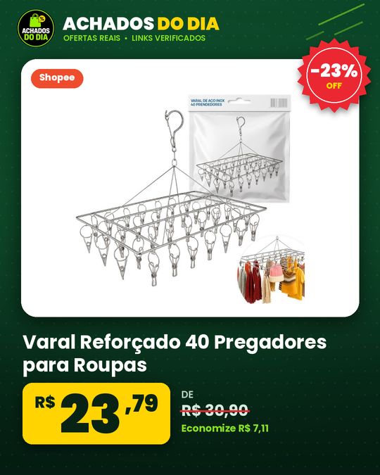 Varal Reforçado 40 Pregadores para Roupas